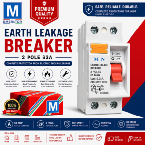 63A Earth Leakage Circuit Breaker (ELCB) – 2 Pole Safety RCCB for Shock & Leakage Protection