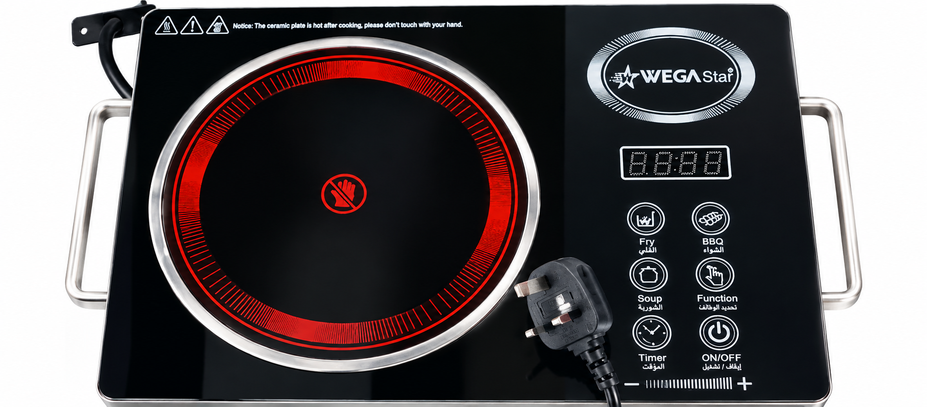 WEGA Star 3500W Infrared Electric Cooker – Ceramic Stove with Touch Control, Timer & Temperature Control - Image 3